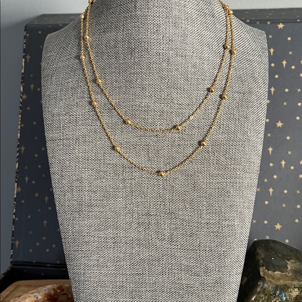 18k Gold Plated Layered Beaded Necklace